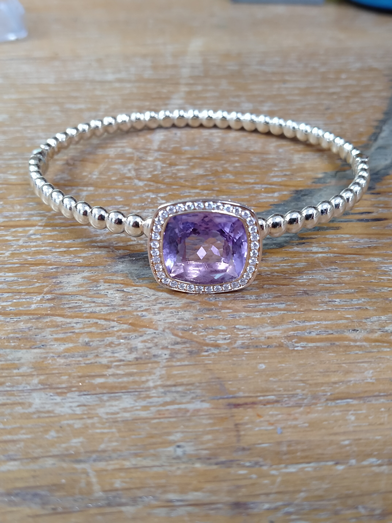 Roségouden armband met saffier en diamant 2