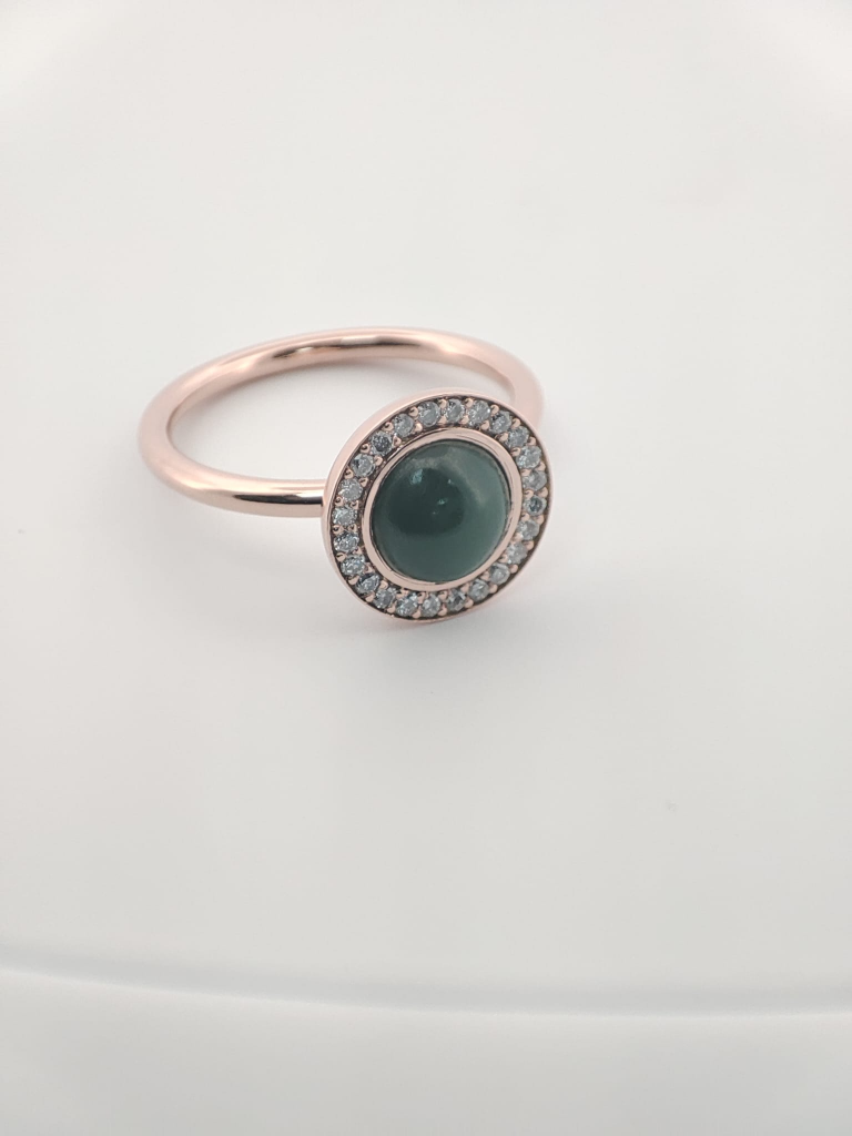 Roségouden ring met diamant en aventurijn